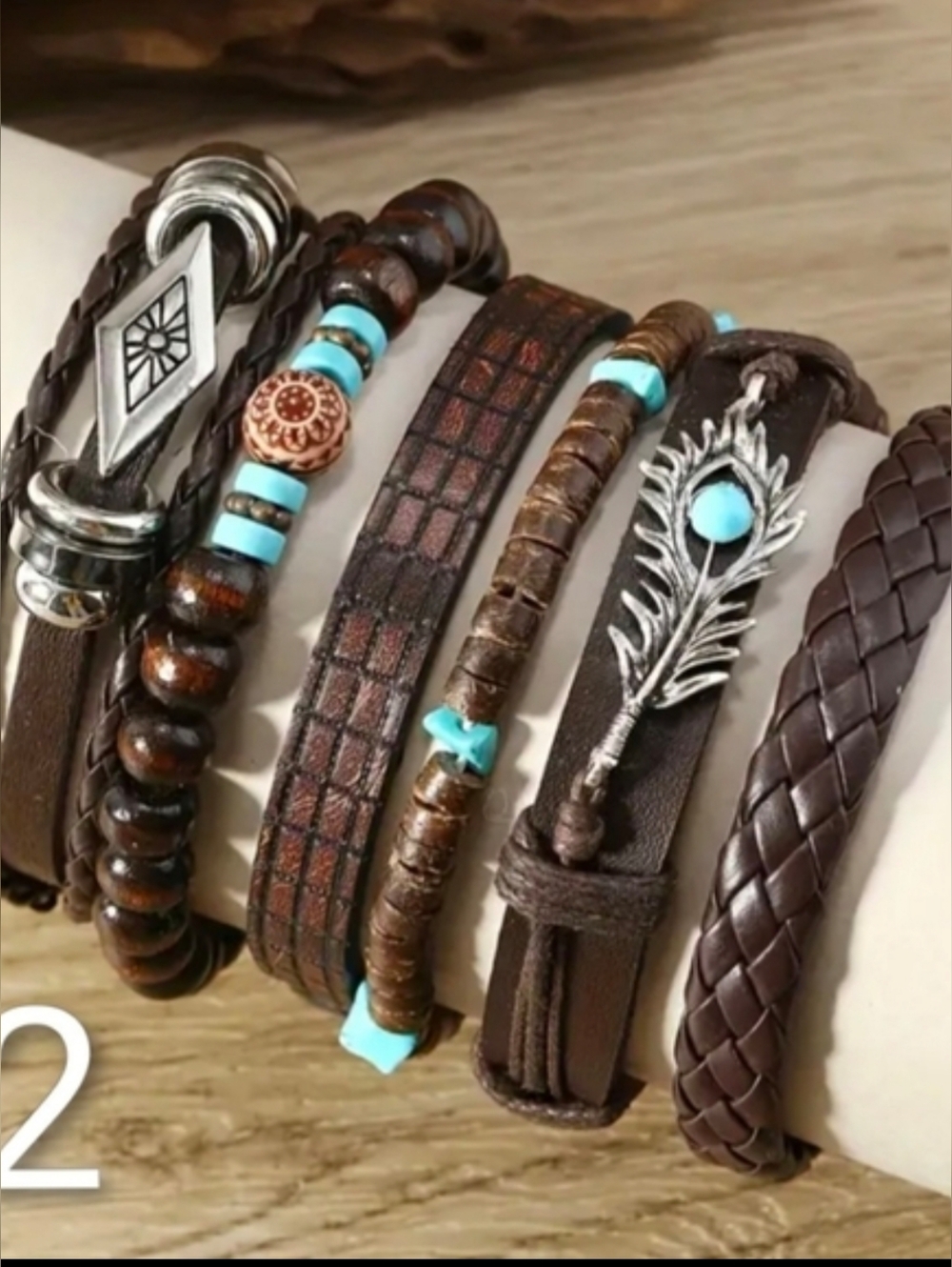 Brown Retro Bracelets Turquoise Brown Western Style Women Teen Silvery Jewely - Picture 4 of 7
